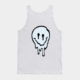 Light Blue Stars Drippy Smiley Face Tank Top